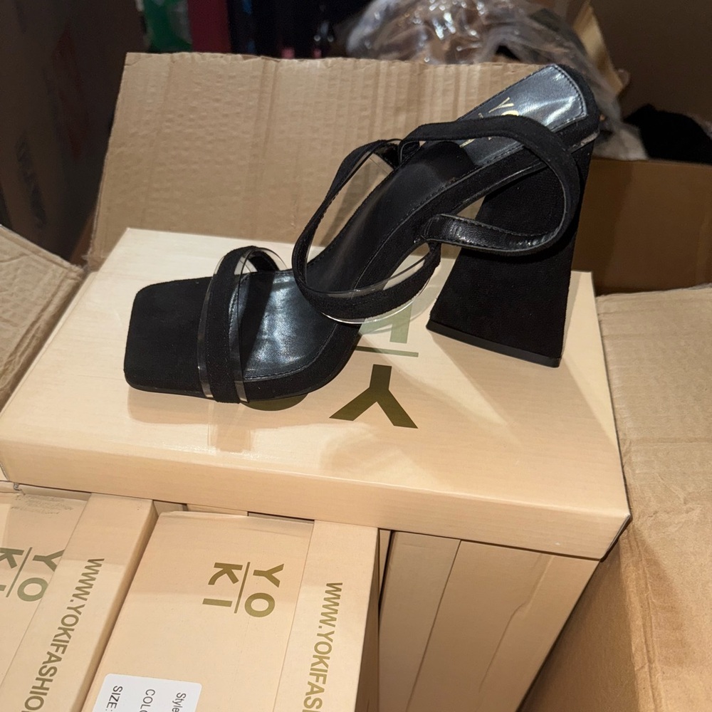 Koi Black Strappy Block Heel Sandals